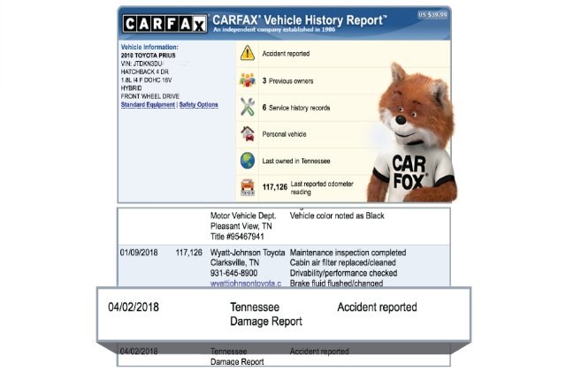 Picture of a carfax report