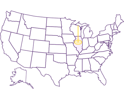 Illinois highlighted on US map