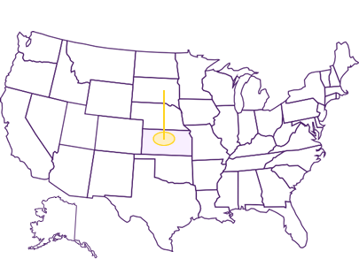 Kansas highlighted on US map